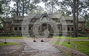 Angkor Wat is the largest temple in the world, it rains in the rainy season Cambodia, 04.09. 2019