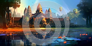 Angkor Wat is a province of Siem Reap in northern Cambodia. reproduction, fantastic view