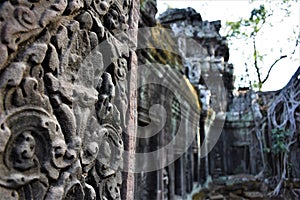 Angkor wat ruins, art, and temples at Siem Reap, Cambodia