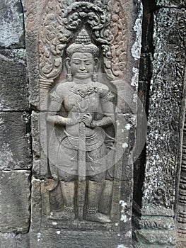 Angkor Wat Warrior Close-Up Relief