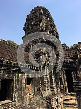 Angkor Wat in Siem Reap, Cambodia. Ancient Khmer stone temple ruins in jungle forest