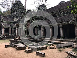 Angkor Wat in Siem Reap, Cambodia. Ancient Khmer stone temple ruins in jungle forest