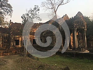 Angkor Wat in Siem Reap, Cambodia. Ancient Khmer stone temple ruins in jungle forest