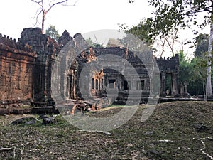 Angkor Wat in Siem Reap, Cambodia. Ancient Khmer stone temple ruins in jungle forest