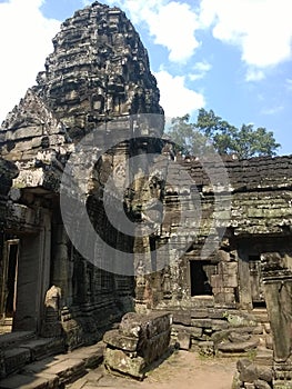 Angkor Wat in Siem Reap, Cambodia. Ancient Khmer stone temple ruins in jungle forest