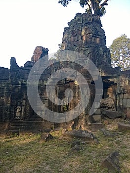 Angkor Wat in Siem Reap, Cambodia. Ancient Khmer stone temple ruins in jungle forest