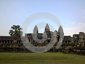 Angkor Wat in Siem Reap, Cambodia. Ancient Khmer stone temple ruins in jungle forest