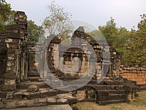 Angkor Wat in Siem Reap, Cambodia. Ancient Khmer stone temple ruins in jungle forest