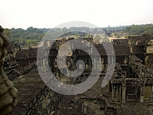 Angkor Wat in Siem Reap, Cambodia. Ancient Khmer stone temple ruins in jungle forest