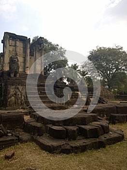 Angkor Wat in Siem Reap, Cambodia. Ancient Khmer stone temple ruins in jungle forest