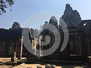 Angkor Wat in Siem Reap, Cambodia. Ancient ruins of Bayon Khmer stone temple