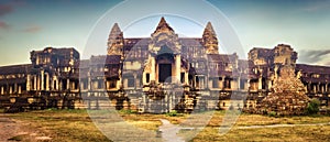 Angkor Wat at sunrise. Siem Reap. Cambodia. Panorama