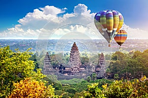 Angkor Wat Temple with balloon, Siem reap. photo