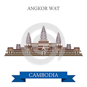 Angkor Wat temple complex Cambodiaflat vector attraction travel