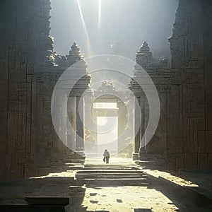 Angkor Wat Temple, Siem Reap, Cambodia. 3d rendering generative AI