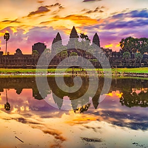 Angkor Wat temple at sunrise. Siem Reap. Cambodia