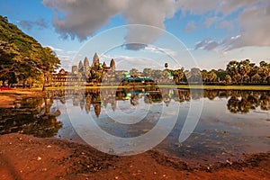 Angkor wat temple in sunset light