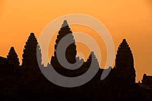 Angkor wat tower at dawn