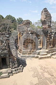 Angkor Watt - Ta Prohm temple ruin walls of the khmer city of Angkor wat site in Cambodia - State monument