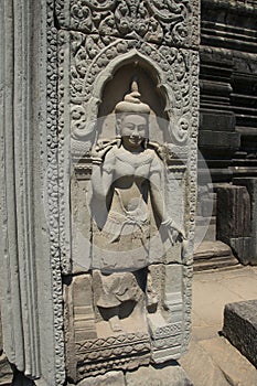 Angkor Watt - Ta Prohm temple ruin walls of the khmer city of angkor wat - State monument