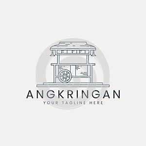 angkringan cart line art logo vector illustration template design