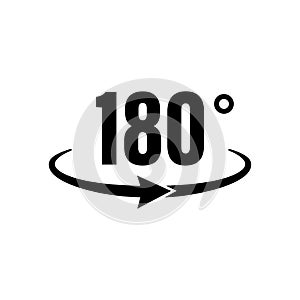 Angle 180 degrees icon. Geometry math symbol. Rotation symbol. Vector on isolated white background. EPS 10