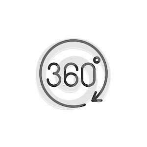Angle 360 degrees rotation outline icon