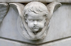 Angle basrelief Cherubin Decoration in marble