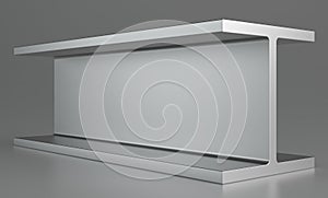 Angle channel steel bar on gray background. 3d rendering