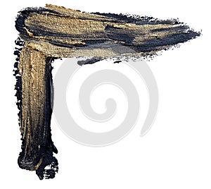 Angle frame textured hand drawn black and gold oil paint brush stroke