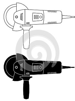 Angle grinder line icon on white background