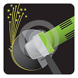 Angle grinder tool at work with sparks