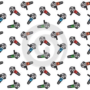 Angle grinder vector seamless pattern on white background