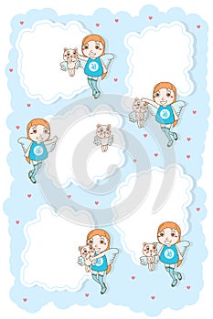 Angle kid cat cute cloud card