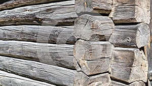 Angle old log home, close-up