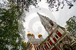 Angle towers Russian church in Shipka