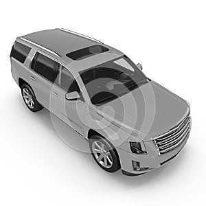 Angle from up luxury 4x4 suv car isolated on white. 3D illustration