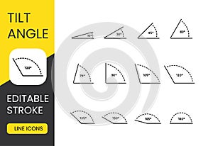 Angle vector line icon set with editable stroke