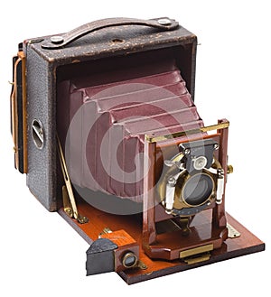 Angle view of antique camera