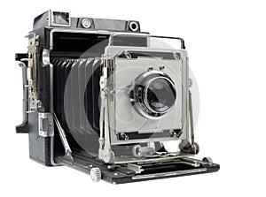 Angle view of antique camera
