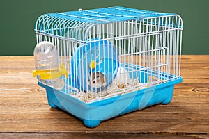 Angle cage with two small hamsters