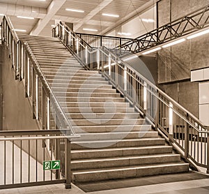 Stairs at a metro railway Station - Berlin Hauptbahnhof, U55