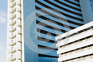 Angle view to textured background of modern glass