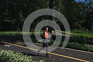 Angle view of a woman enjoying running outdoor. Healthy sportif lifestyle