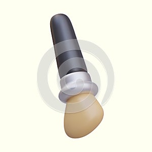 Angled brush for contour makeup. Tool for blending tonal cosmetics