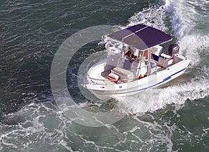 Angled Overhead View of a Small Fishing Boat