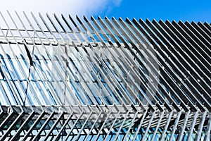 Angled parallel lines on the facade