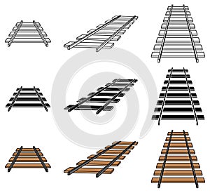 Angled Railroad or Train Tracks Clipart Set