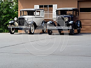 Angled View of Classic Sedans