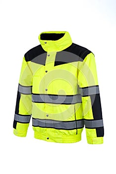 Angled View of a High-Visibility Rain Jacket